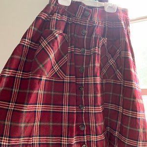 Flannel Lined Button Skirt Hight Waisted